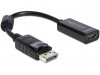 DISPLAYPORT(M) 1.1->HDMI(F) ADAPTER CABLE 12CM BLACK DELOCK