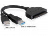 SATA DATA III (6GB/S) 22PIN(F)->USB-A(M) 3.0+POWER USB ADAPTER CABLE 20CM BLACK DELOCK