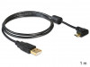 USB MICRO(M) ANGLED RIGHT->USB-A(M) 2.0 CABLE 1M BLACK FERRITE DELOCK