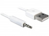 USB-A(M)->JACK(M) 3.5MM CABLE FOR APPLE IPOD SHUFFLE AUDIO 1M WHITE DELOCK