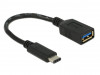 USB-C(M) 3.1 GEN 1->USB-A(F) ADAPTER CABLE 15CM BLACK DELOCK