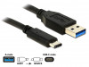 USB-C(M)->USB-A(M) 3.1 GEN 2 CABLE 0.5M BLACK DELOCK