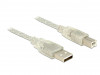 USB-A(M)->USB-B(M) 2.0 CABLE 1.5M TRANSPARENT FERRITE DELOCK