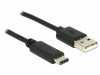 USB-C(M)->USB-A(M) 2.0 CABLE 0.5M BLACK DELOCK
