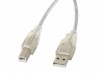 USB-A(M)->USB-B(M) 2.0 CABLE 1.8M TRANSPARENT FERRITE LANBERG