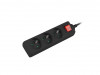 POWER STRIP LANBERG 1.5M 3X FRENCH OUTLETS WITH SWITCH QUALITY-GRADE COPPER CABLE BLACK INCORRECT PA