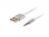 USB-A(M)->JACK(M) 3.5MM 4 PIN CABLE FOR APPLE 1M SILVER-WHITE 10-PACK LANBERG