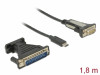 USB-C(M) 2.0->DB-9(COM)(M) ADAPTER CABLE 1.8M BLACK +ADAPTER DB25 DELOCK