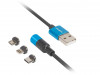 USB-A(M)->USB MICRO(M)+LIGHTNING(M)+USB-C(M) 2.0 COMBO CABLE 1M BLACK-BLUE QC 3.0 MAGNETIC LANBERG