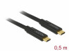 USB-C M/M 3.1 GEN 2 CABLE 0.5M E-MARKER BLACK DELOCK