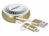 USB-A(M)->USB MICRO(M)+LIGHTNING(M) 2.0 CABLE GOLD/WHITE RETRACTABLE 92CM DELOCK