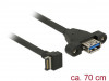 USB KEY A 20 PIN(M)->USB-A(F) 3.1 GEN 2 CABLE 70CM BLACK PANEL MOUNT DELOCK