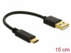 USB-C(M)->USB-A(M) 2.0 CABLE 0.15M BLACK DELOCK